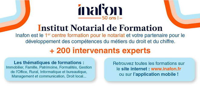 Cree en 1972, Inafon est specialise dans la formation des professionnels du notariat.
