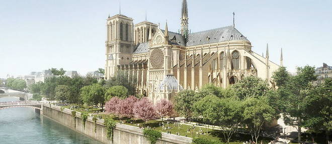 La cathedrale de Notre-Dame sera reamenagee avec davantage de vegetalisation. (illustration) 