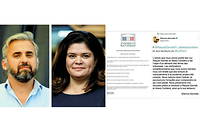  Les députés LFI Raquel Garrido et Alexis Corbière, le démenti des deux élus à l’article du « Point », le 22 juin, et le tweet d’Étienne Gernelle, directeur du « Point », accompagnant le retrait de l’article.
