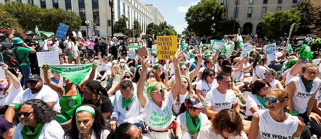 Manifestation en faveur du droit a l'avortement, a Washington (Etats-Unis), le 30 juin. 