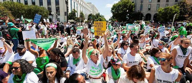 Manifestation en faveur du droit à l'avortement, à Washington (États-Unis), le 30 juin.
