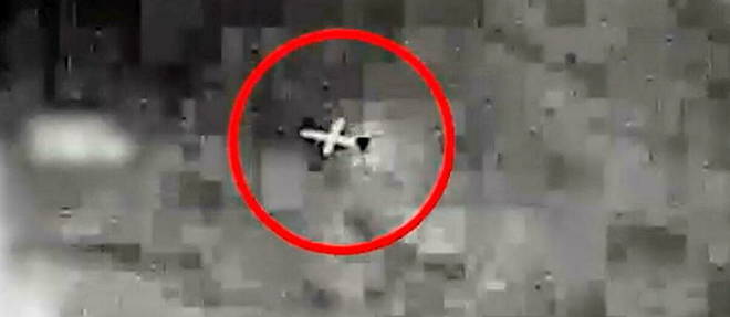Un drone lance par le Hezbollah du Liban en direction d'un champ gazier offshore en Mediterranee. 
