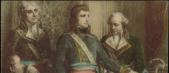 Napoleon Bonaparte au Conseil d'Etat etabli au Petit Luxembourg (1800).
