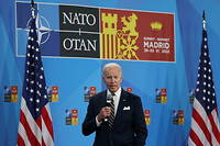 Joe Biden, le président américain, lors de la dernière conférence de presse du sommet de l’Otan à Madrid. Un sommet important pour les États-Unis, car l’otanisation de l’Europe va se traduire par un renforcement de la présence militaire américaine sur l’Ancien Continent.
