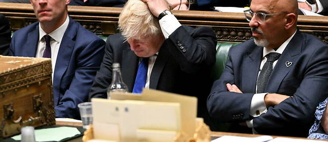Le Premier ministre britannique Boris Johnson a la chambre des Communes le 6 juillet 2022.
