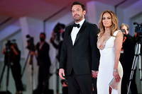 Ben Affleck et Jennifer Lopez lors de la projection du film « The Last Duel », présenté hors compétition lors de la 78e Mostra de Venise, le 10 septembre 2021. 
