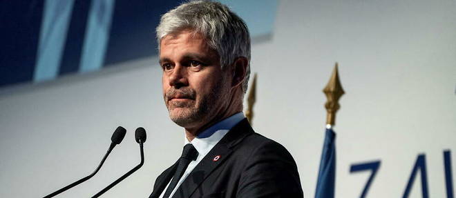 Laurent Wauquiez, le 7 avril 2022, lors d'un meeting de Valerie Pecresse, candidate des Republicains a la presidentielle 2022.
