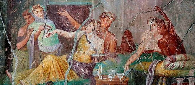  Une des fresques ornant les murs de la Maison des chastes amants, a Pompei. 