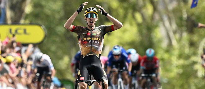 Christophe Laporte signe la premiere victoire francaise sur le Tour de France 2022.
