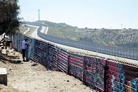 Le mur separant Etats-Unis et Mexique a Tijuana, en 2017.
