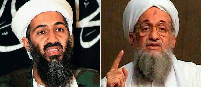 Ayman al-Zawahiri (a droite) a succede a Oussama Ben Laden (a gauche) a la tete d'Al-Qaida apres la mort de celui-ci en 2011. Il a lui aussi ete tue dans un raid americain, le week-end dernier en plein coeur de Kaboul, la capitale de l'Afghanistan.
