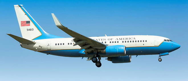 Un Boeing C-40C de l'US Air Force, version militarisee du Boeing 737, du meme type que celui qu'a utilise Nancy Pelosi pour se rendre a Taiwan mardi 2 aout 2022.
