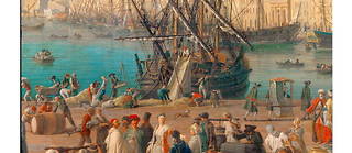 L’importante activité du port de commerce international de Marseille au XVIIIe siècle, peint par Joseph Vernet (1714-1789).
