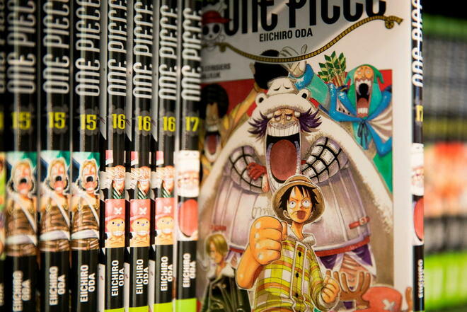 Au Japon, 103 tomes regroupant les épisodes de "One piece" ont été publiés.
 ©  JOEL SAGET / AFP