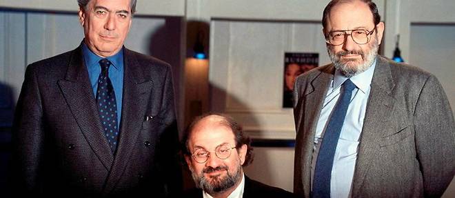  Le 16 février 1996, à Paris, avec Mario Vargas Llosa (à g.) et Umberto Eco, pour une émission spéciale de Bernard Pivot.  ©Frédéric REGLAIN