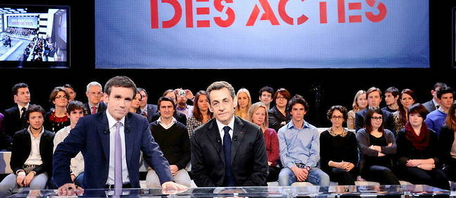 Nicolas Sarkozy invite de Des paroles et des actes , anime par David Pujadas.
