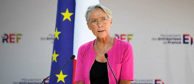 La Premiere ministre Elisabeth Borne a l'universite d'ete du Medef, a Paris, le 29 aout 2022. 
