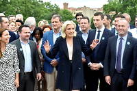 Marine Le Pen, arbitre des élégances entre Louis Aliot et Jordan Bardella. ici le 4 juillet 2021.
