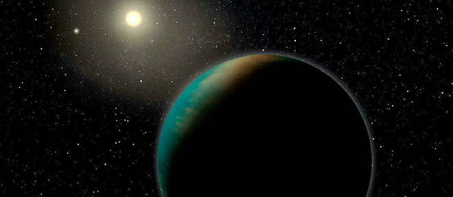 Representation artistique de l'exoplanete TOI-1452 b.
