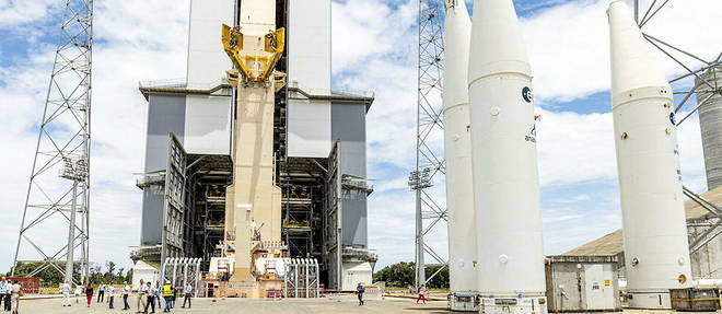 Le nouveau site de lancement ELA-4 de la fusee Ariane 6, au Centre spatial europeen en Guyane francaise, a Kourou, le 28 septembre 2021. Amarante participe a la protection de la technologie du lanceur Ariane.
