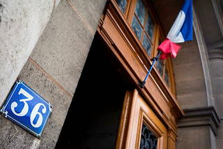 L'entrée du 36 quai des Orfèvres (la Direction régionale de la police judiciaire de Paris, DRPJ), à Paris.
