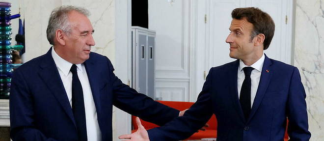 Bayrou et Macron le 21 juin dernier a l'Elysee.

