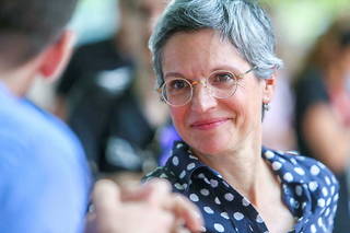 La députée EELV Sandrine Rousseau à Châteauneuf-sur-Isère,  le 26 juillet 2022
