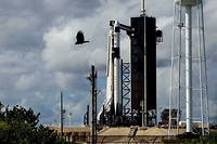 Les cosmonautes ont pris place à bord d'un Falcon 9 de SpaceX. 
