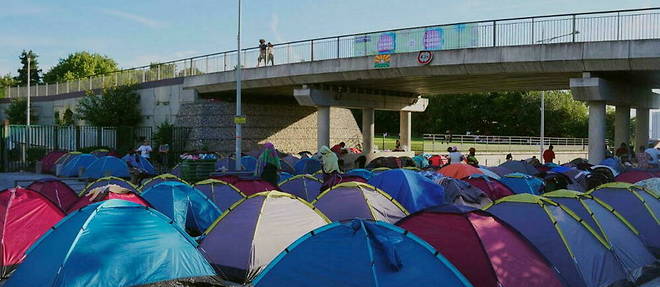 Un camp de 250 personnes, à Bagnolet (Seine-Saint-Denis),  en juillet 2022.
