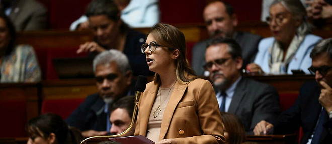 The deputy of Yvelines and president of the Renaissance group, Aurore Berge, at the National Assembly during questions to the government, October 4, 2022.