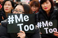 Manifestation de Coréennes, à Séoul, pour la Journée internationale des droits des femmes, le 8 mars 2018.
