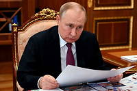 Vladimir Poutine le 21 mars 2022, a Moscou.
