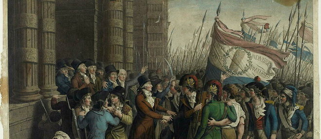  L'Élimination des girondins. La Convention identifiée par la Garde nationale et les sections de Paris le 31 mai 1793 , par Jean-Joseph-François Tassaert (vers 1800).
