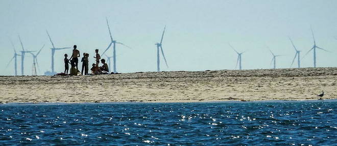 Les investissements publics lies a la transition energetique vont augmenter dans les annees qui viennent - ici des eoliennes du parc de Saint-Nazaire (Loire-Atlantique).
