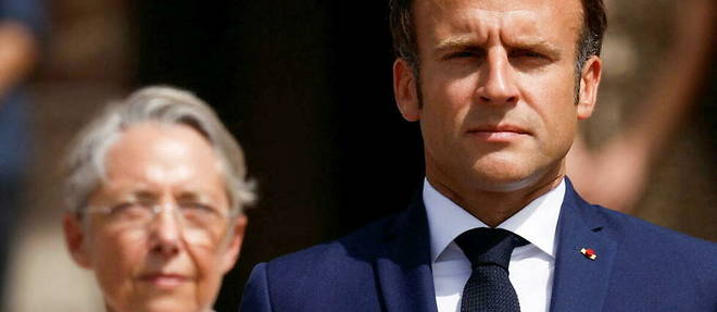 Emmanuel Macron et Elisabeth Borne au mont Valerien, a Suresnes (Hauts-de-Seine), le 18 juin 2022. 
