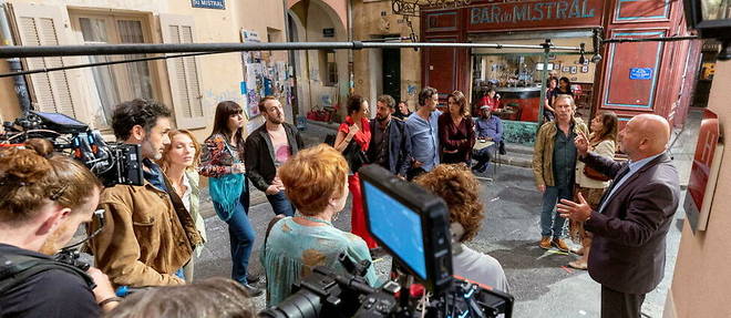 Sur le tournage de l'ultime prime de << Plus belle la vie >> dans les studios de la Belle de Mai a Marseille, debut septembre 2022.

