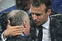 Didier Deschamps et Emmanuel Macron, le soir de la victoire de la France lors de la Coupe du monde 2018.
