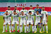L'équipe nationale de football d'Iran, renommée par les opposants au régime « équipe de la République islamique », le 10 novembre 2022 à Téhéran.
