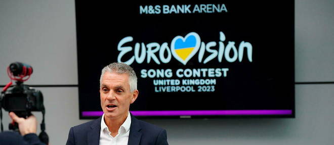 Le directeur general de la BBC, Tim Davie, s'exprime face aux medias alors que sa chaine va retransmettre l'Eurovision 2023.
