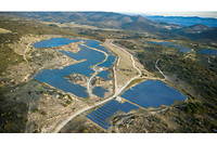 Image aérienne de panneaux photovoltaïque près de Perpignan, dans les pyrénées orientales. (Photo d'illustration)
