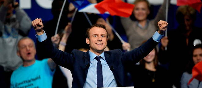 Emmanuel Macron, en pleine campagne electorale en 2017. 
