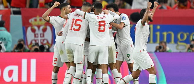La joie et l'espoir s'expriment du cote marocain apres la victoire contre les Belges au stade Al-Thumama de Doha, ce dimanche 27 novembre. 
