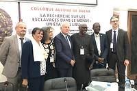 L'ancien Premier ministre Jean-Marc Ayrault present lors du colloque international tenu a Dakar sur le theme de la recherche sur les esclavages.
