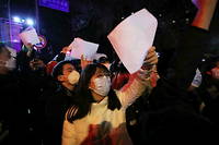 Manifestation contre la politique zero Covid de Xi Jinping, le 27 novembre 2022 a Pekin.
