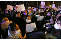 Manifestations contre la stratégie zéro Covid du régime chinois  à Pékin, le 27 novembre 2022.
