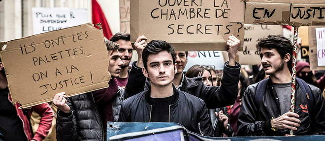 La violente evacuation de l'amphitheatre de la faculte de droit de Montpellier le 22 mars 2018 avait conduit a plusieurs manifestations d'etudiants.
