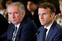 Emmanuel Macron et Francois Bayrou a Craon (Mayenne), le 10 octobre 2022.
