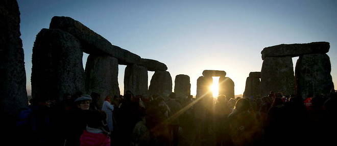 Celebration paienne du solstice d'hiver a Stonehenge dans le Wiltshire, dans le sud de l'Angleterre, le 21 decembre 2012. 
