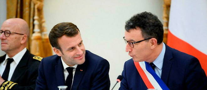 Emmanuel Macron et Franck Leroy, maire d'Epernay, le 14 novembre 2019. 
