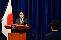 Conference de presse de Fumio Kishida, le Premier ministre du Japon, le 16 decembre 2022 a Tokyo.
